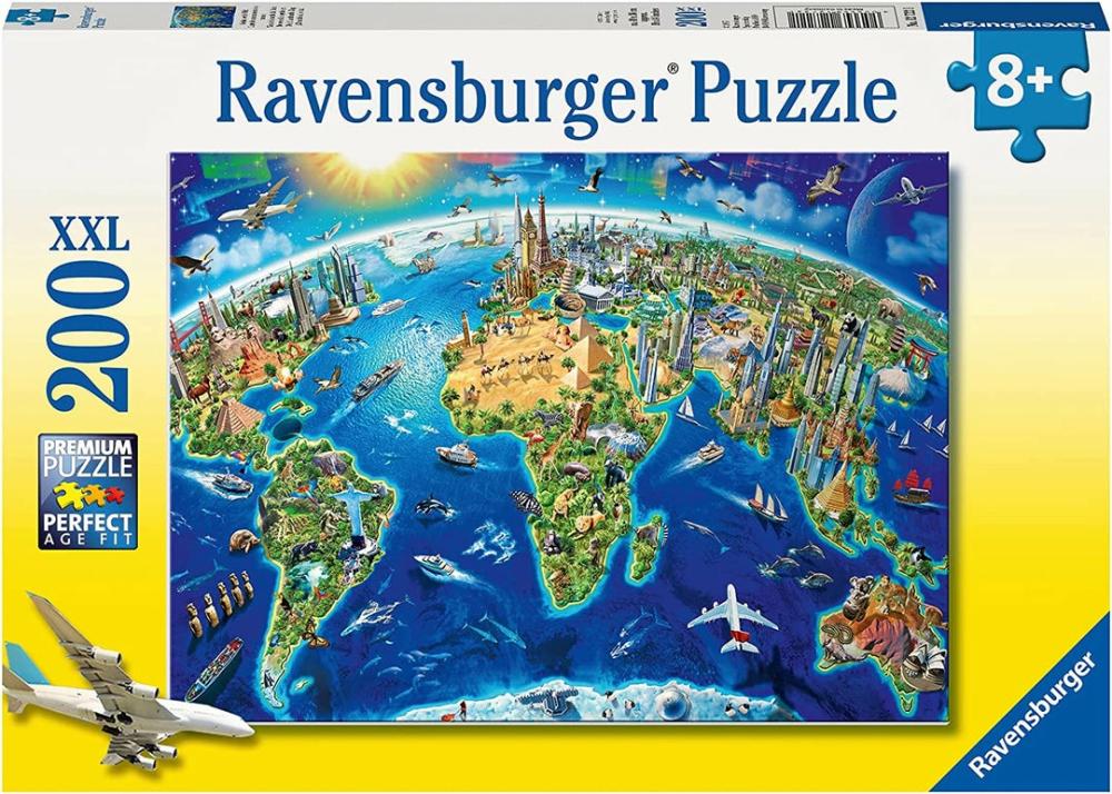 12722 World Landmarks Map Xxl 200Pc  |  Puzzles Puzzles Puzzles