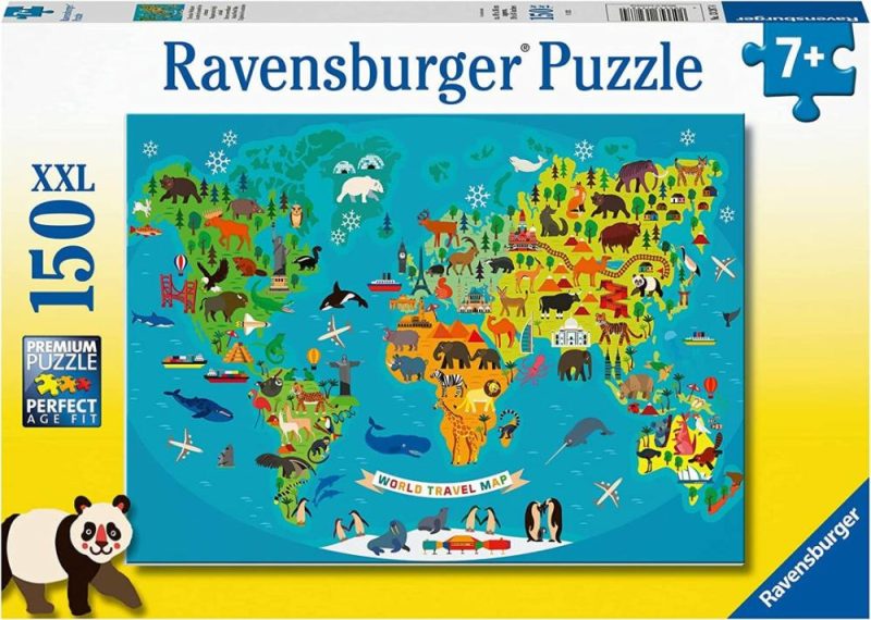 13287 Animal World Map Xxl 150Pc  |  Puzzles Puzzles Puzzles