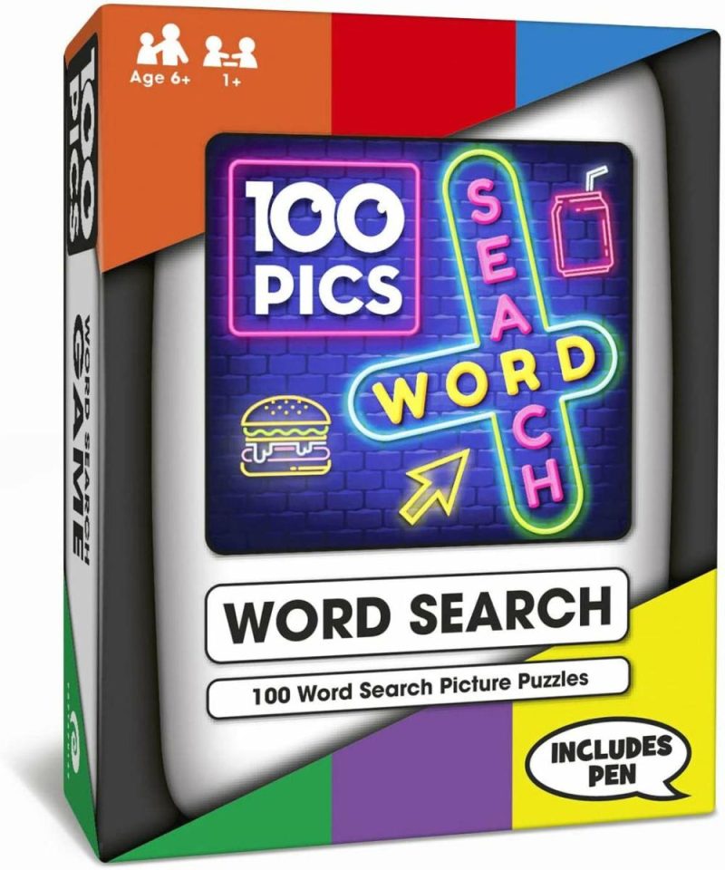 100 Pics Word Search Game – Pocket Puzzle With Picture Clues, Wipe Clean Cards Pen, For Kids And Adults  |  Puzzles Puzzles Puzzles