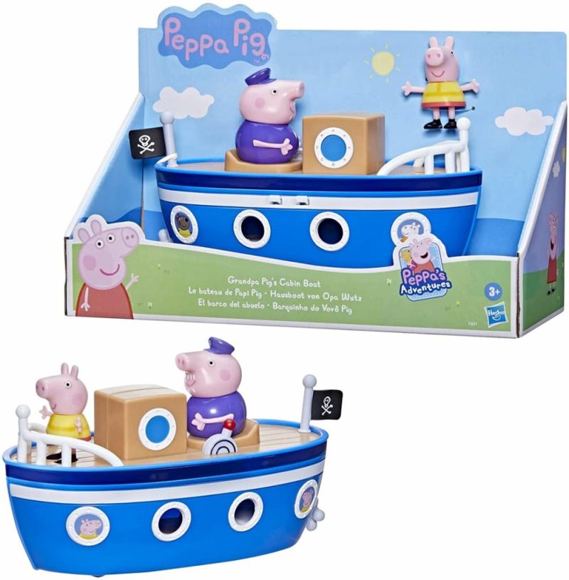 Grandpa Pig’s Cabin Boat Preschool Toy: 1 Figure, Removable Deck, Roll  |  Play Figures & Vehicles Play Figures & Vehicles Play Figures & Vehicles