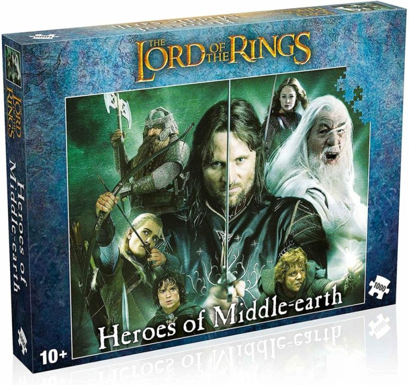 Wm01342-Ml1-6 Lord Of The Rings Heroes Of Middle Earth 1000 Piece Jigsaw Game  |  Puzzles Puzzles Puzzles