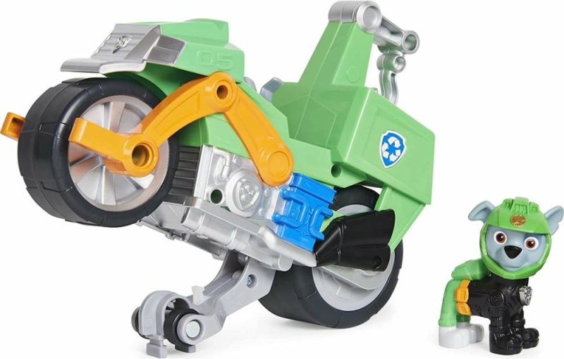 Paw Patrol Moto Pups Rocky’s Deluxe Pull Back Motorcycle Vehicle With Wheelie Fe  |  Play Figures & Vehicles Play Figures & Vehicles Play Figures & Vehicles