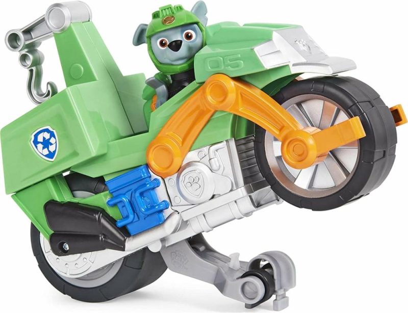 Paw Patrol Moto Pups Rocky’s Deluxe Pull Back Motorcycle Vehicle With Wheelie Fe  |  Play Figures & Vehicles Play Figures & Vehicles Play Figures & Vehicles