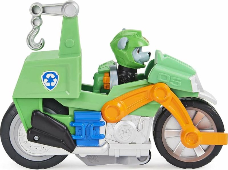 Paw Patrol Moto Pups Rocky’s Deluxe Pull Back Motorcycle Vehicle With Wheelie Fe  |  Play Figures & Vehicles Play Figures & Vehicles Play Figures & Vehicles